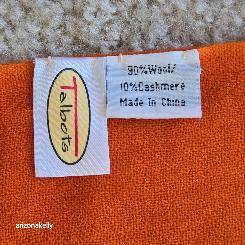 NWOT Talbots Wool Cashmere Gradient Ombre Orange Scarf Lightweight - Picture 2 of 6
